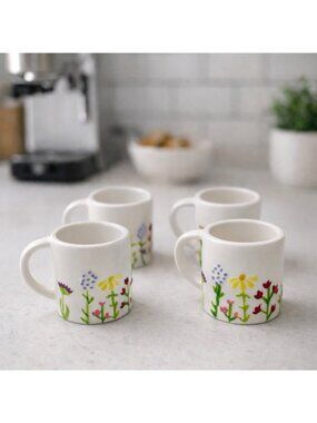 Lang Set of 4 Mini Espresso Mugs 2.5" Spring Floral Kitchen